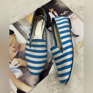 Tod's Moccasins. Striped canvas upper, leather interior and non-slip outsole.